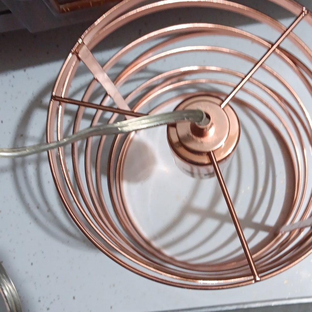 Copper Spiral Cage Pendant Lamp | Modern Metallic Accent - Picture 2 of 9